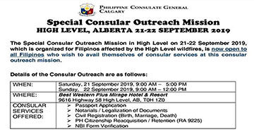 Special Consular Outreach Mission High Level, Alberta 21-22 September 2019