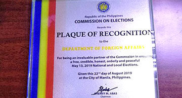 COMELEC Acknowledges DFA Contribution of Overseas Voting